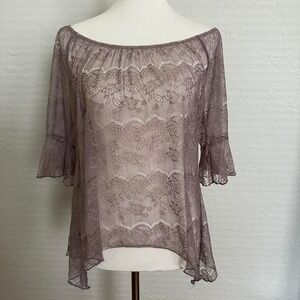 Petite Medium Logix Asymmetrical Lace Top